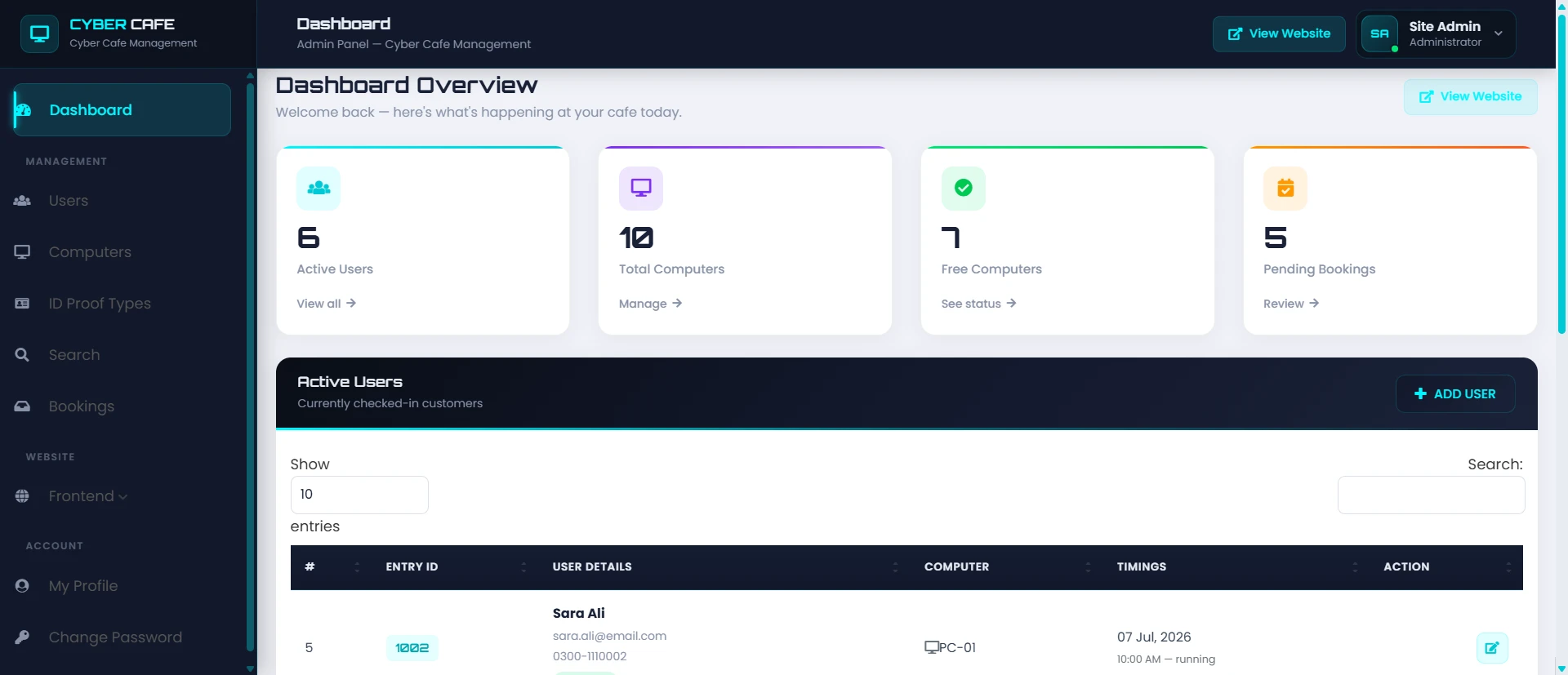 PHP OOP Cyber Cafe Management System screenshot 9