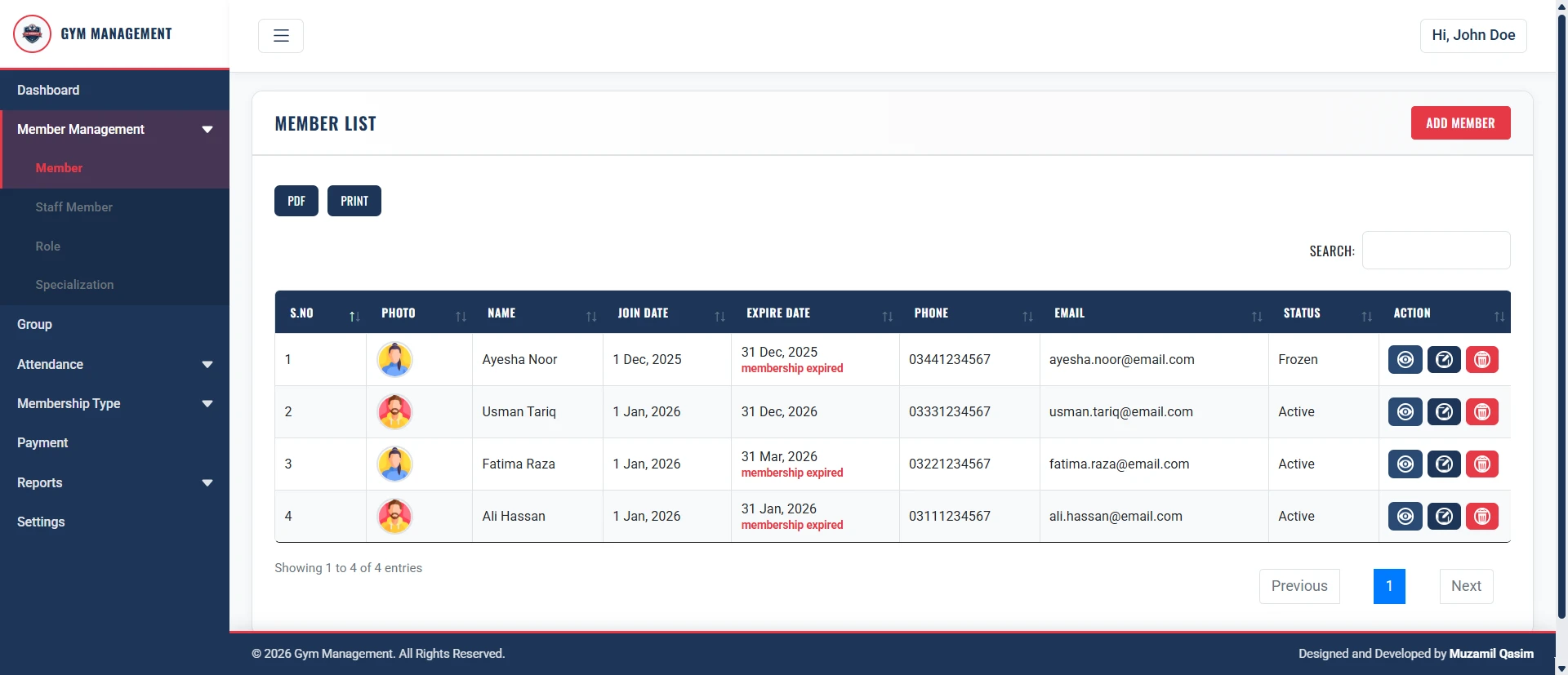 PHP OOP Gym Management Platform screenshot 3