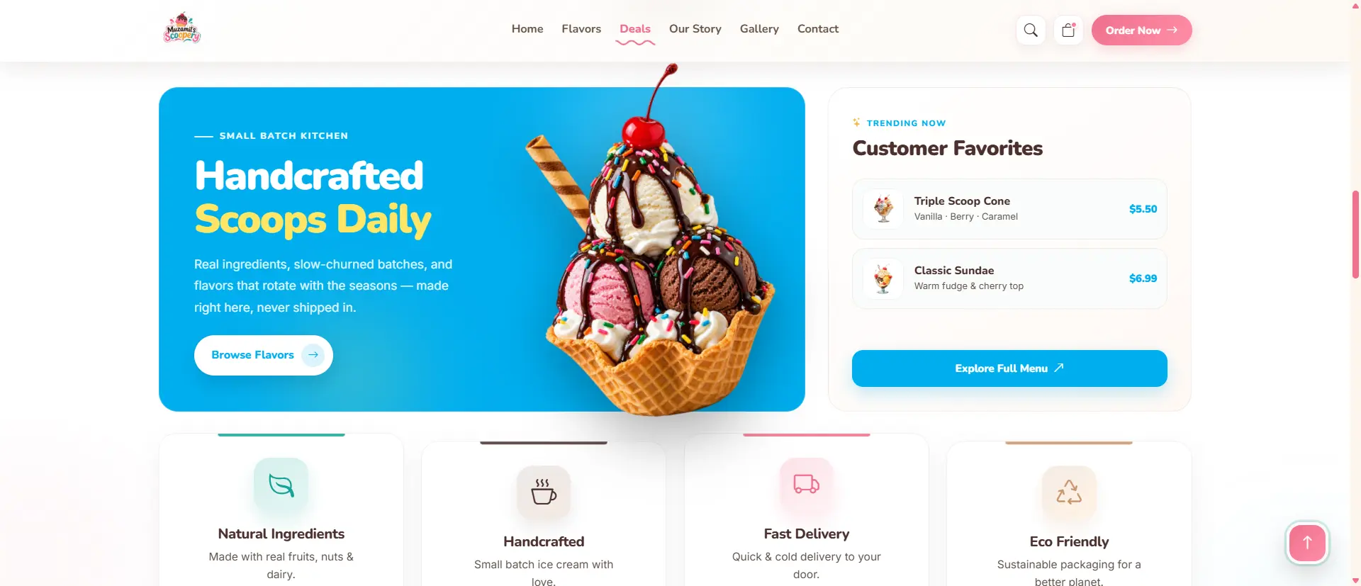 Responsive Ice Cream & Dessert Shop Landing Page screenshot 3