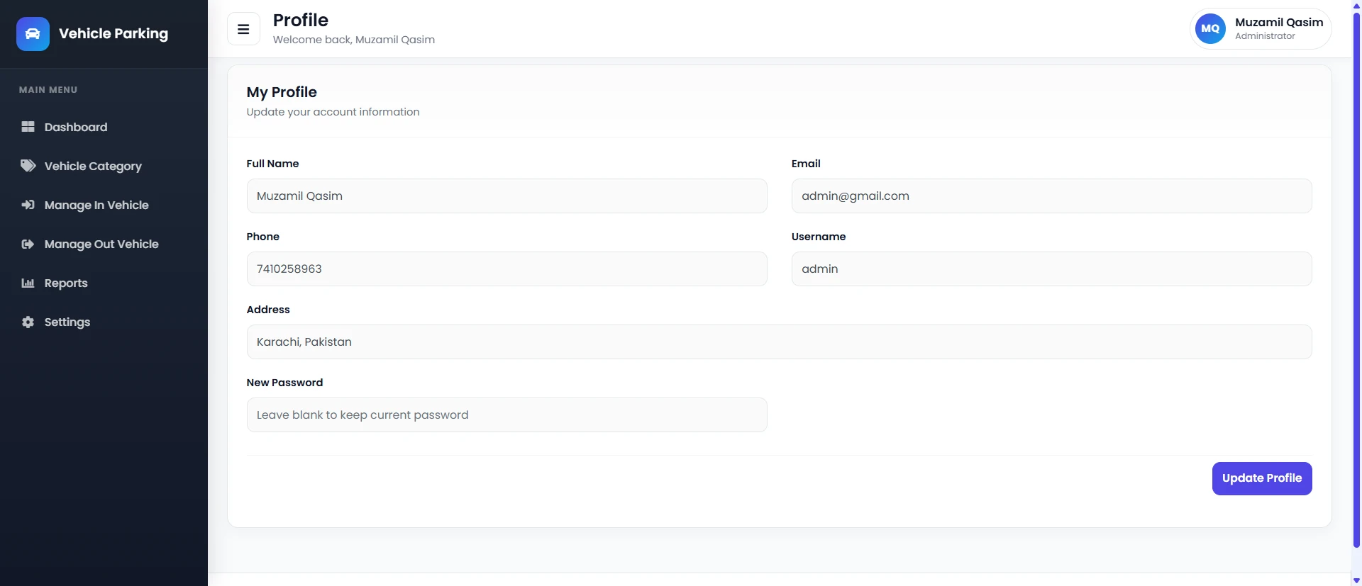 PHP OOP Vehicle Parking Management Platform screenshot 8
