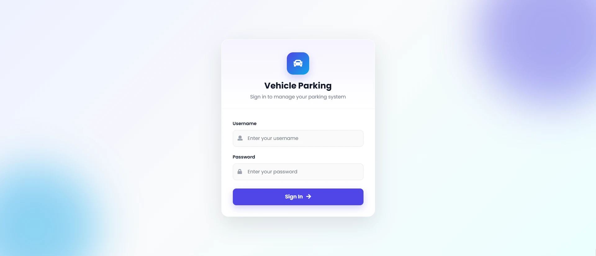 PHP OOP Vehicle Parking Management Platform screenshot 1